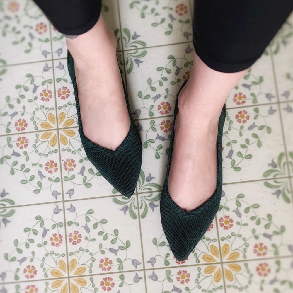 Rothy’s Emerald Green Pointy Flats
